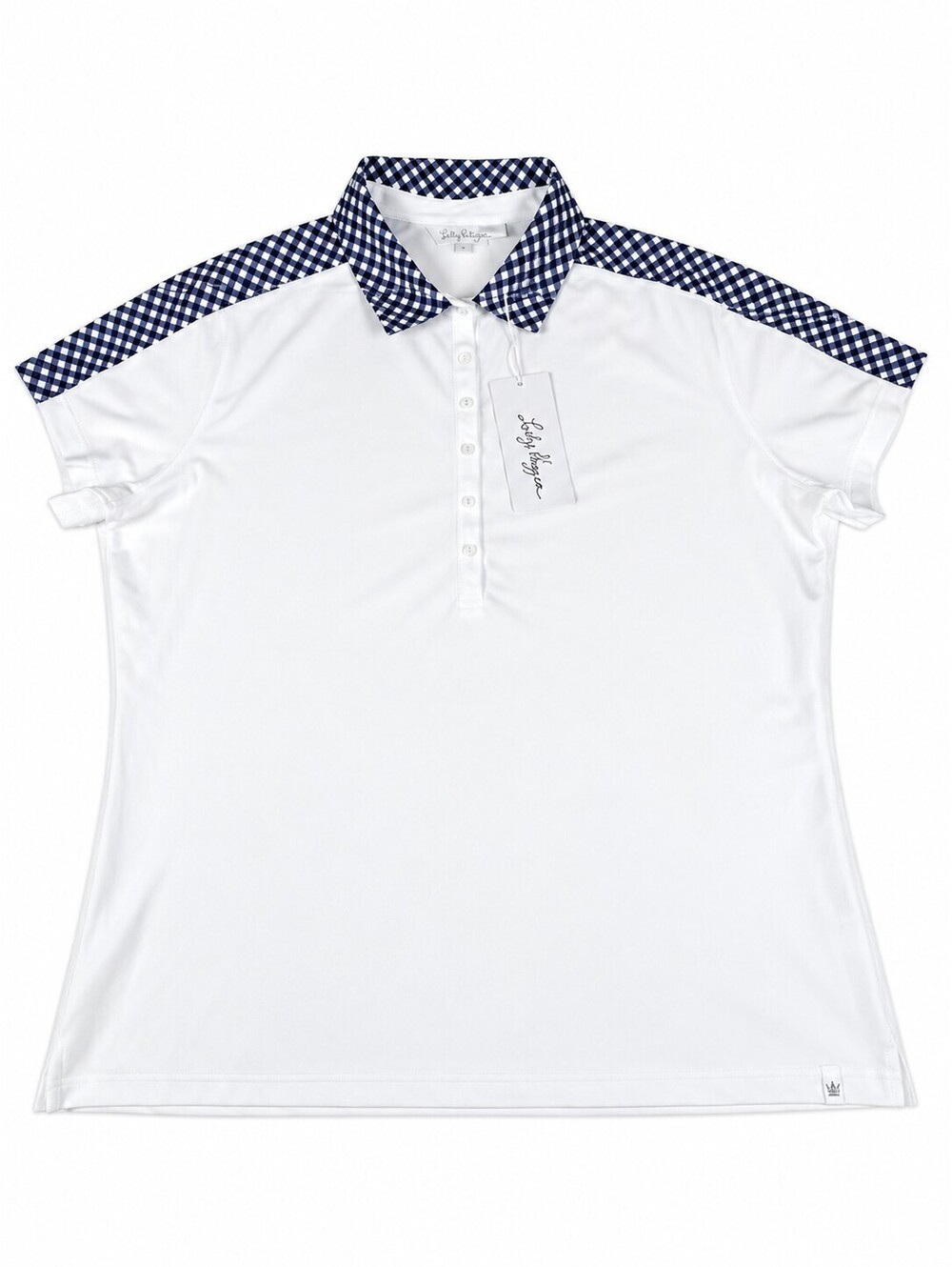 Lady Hagen Women's XXL Desert Getaway Polo Shirt White with Navy Check Collar